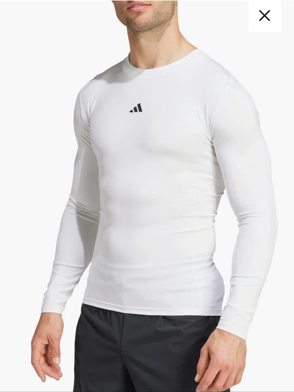 adidas White Long-Sleeve Men’s Training with Small Logo